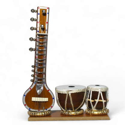 Miniature Sitar and Tabla Set